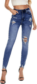 VIPONES Women High Waisted Skinny Distressed Jeggings - Soft Stretch