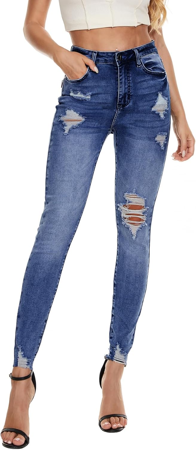 High Waisted Skinny Stretchy Jeans for Women - Comfy Fit