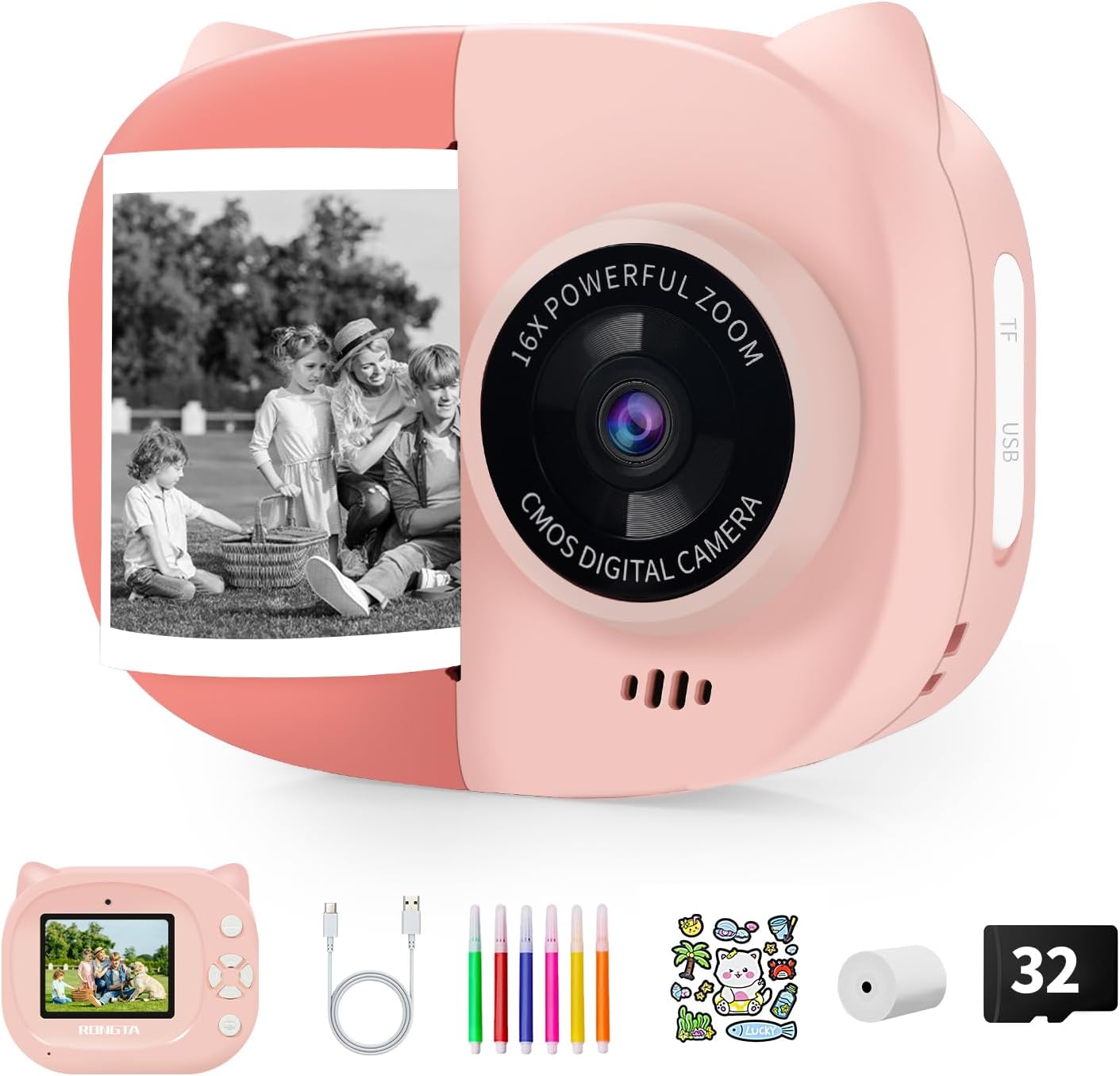 Rongta Kids Instant Print Camera - Full HD Creative Toy!