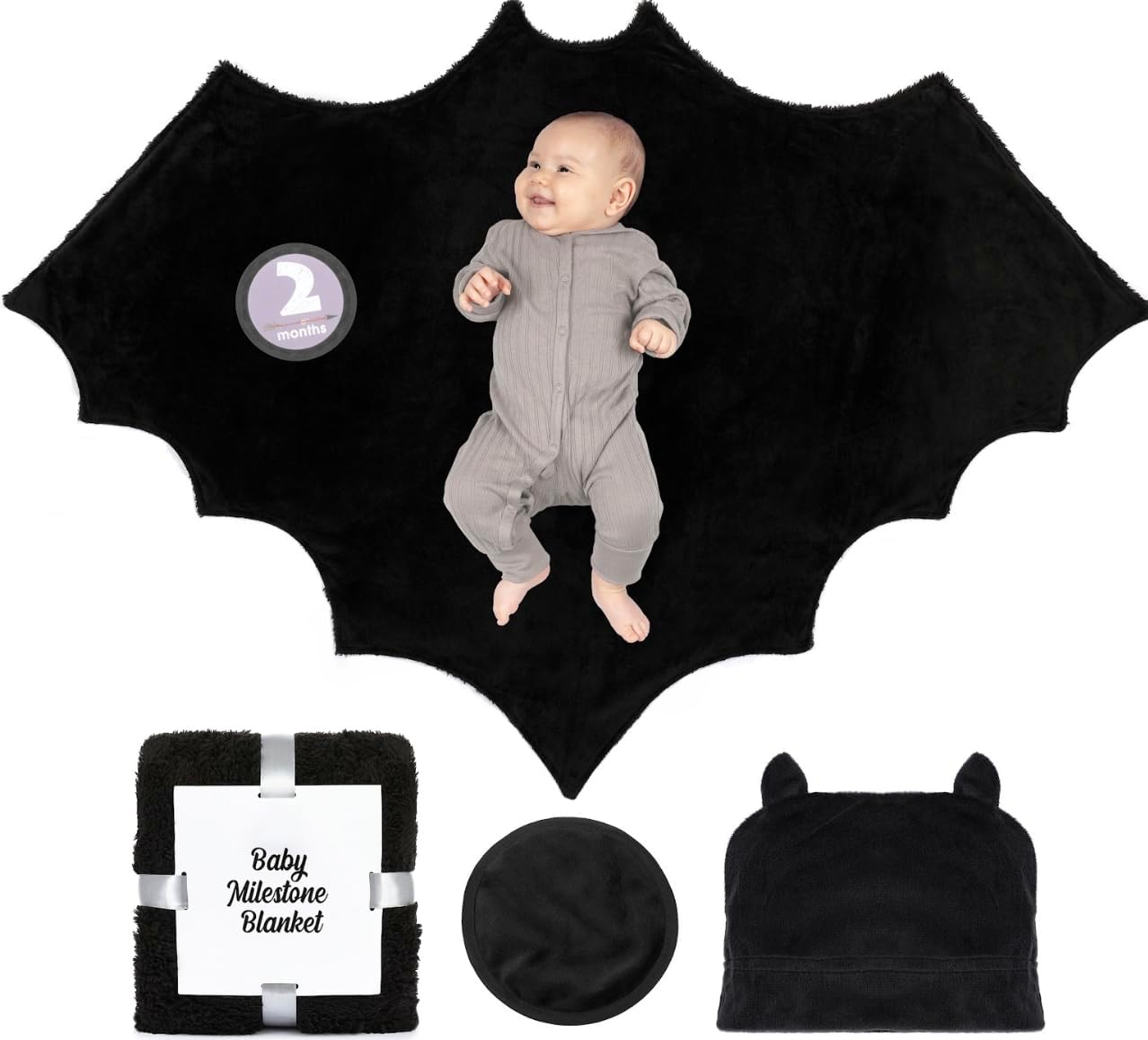 Sherpa Fleece Goth Bat Baby Swaddle Blanket Gift Set for Fun