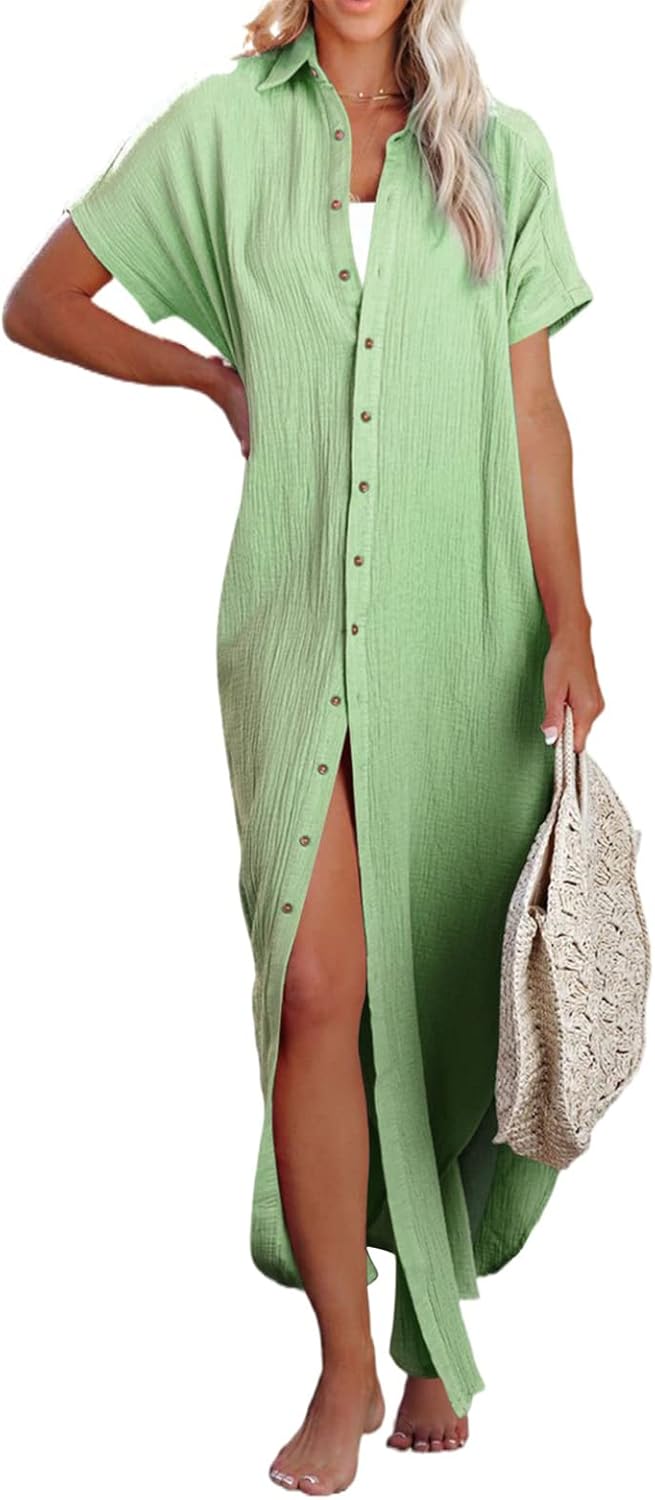 Dokotoo Womens Casual Short Sleeve Beach Cover Ups for Summer
