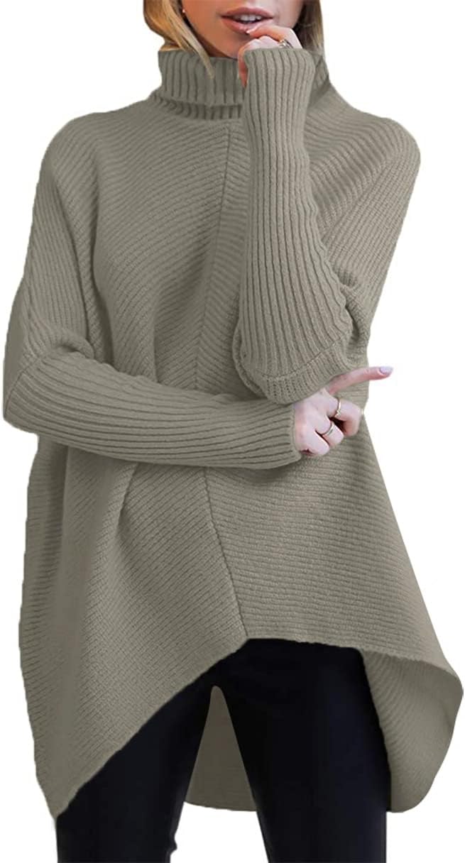 ANRABESS Womens Oversized Turtleneck Cozy Knit Sweater