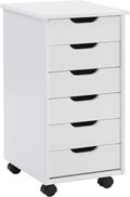Corinne Six Drawer Storage Rolling Cart - Compact White Wash