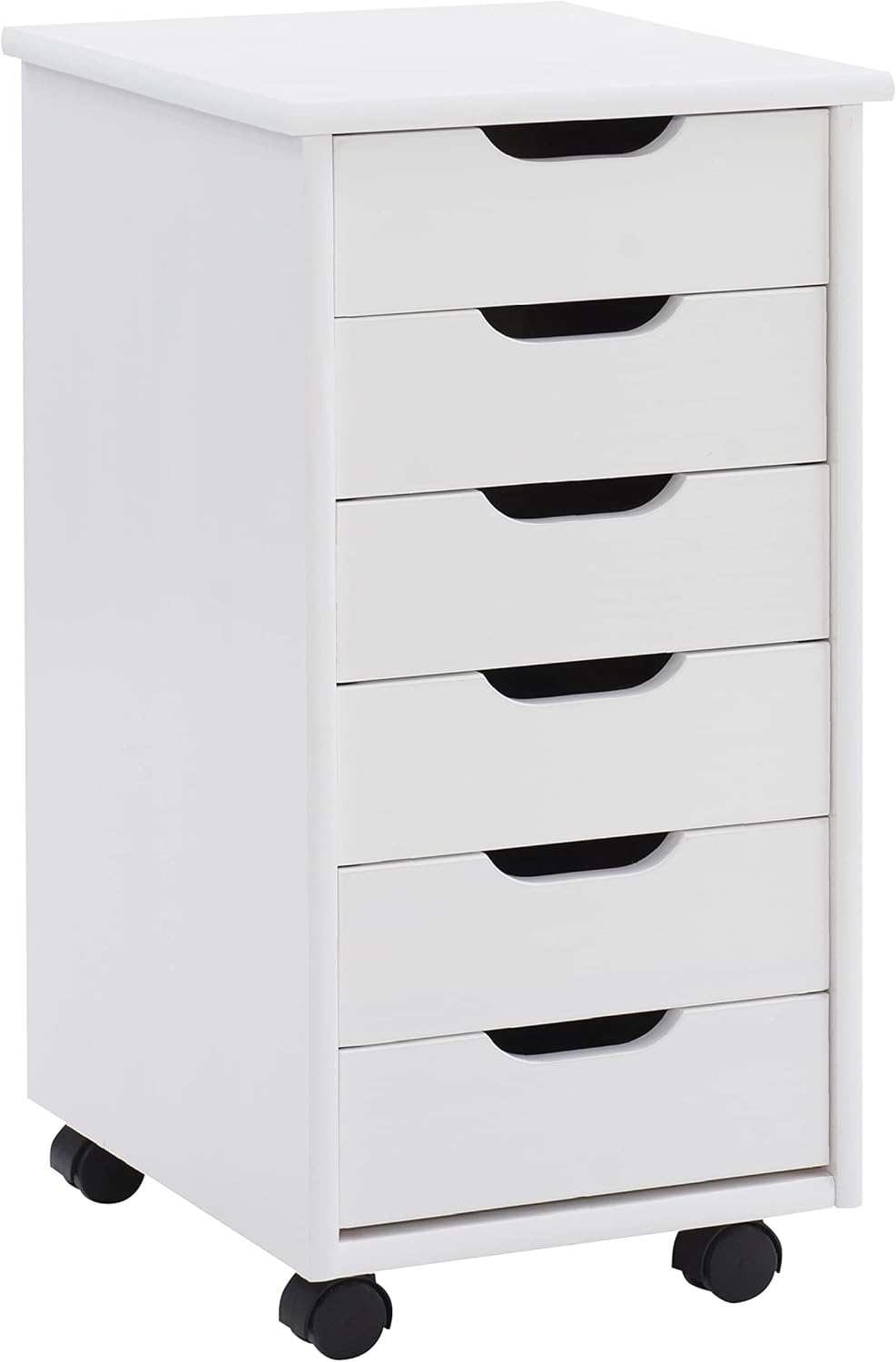 Efficient Six-Drawer Storage Cart, White Wash