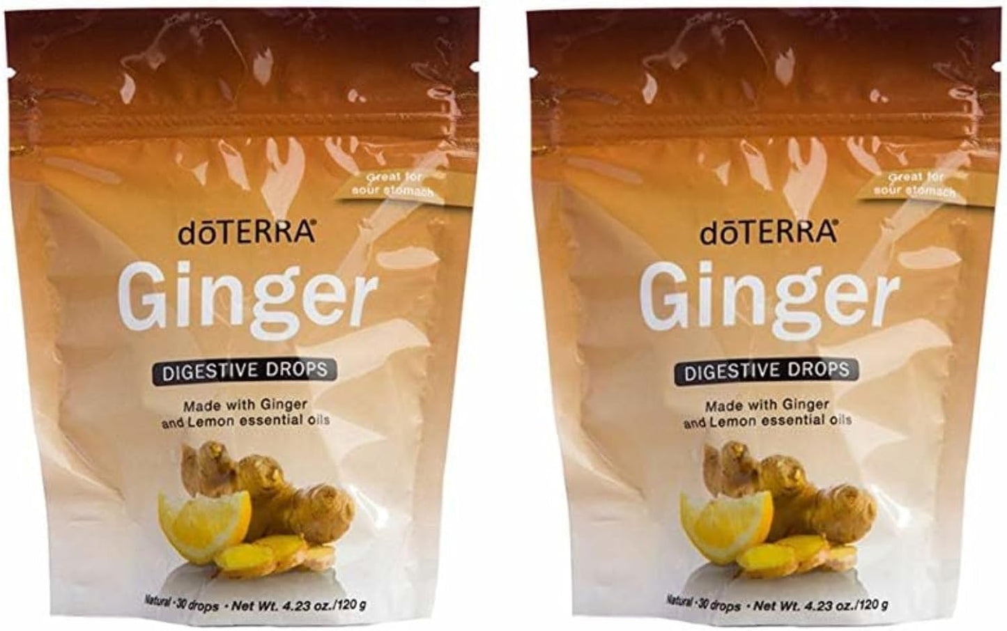 doTERRA Ginger Throat Digestive Drops for Stomach Relief 30 Count