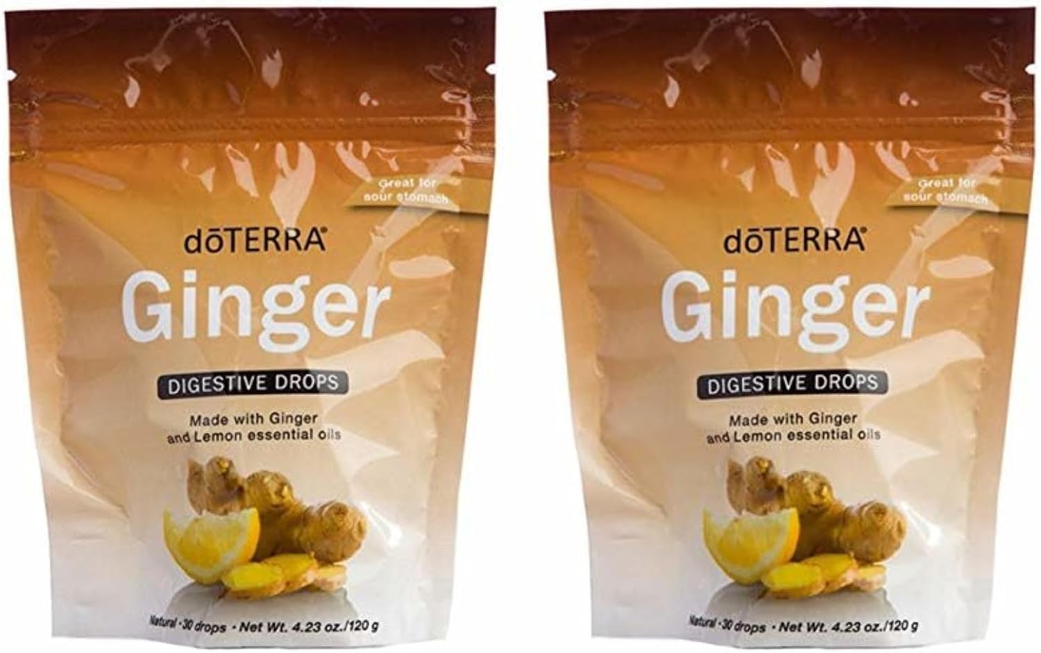 doTERRA Ginger Throat Digestive Drops for Stomach Relief 30 Count