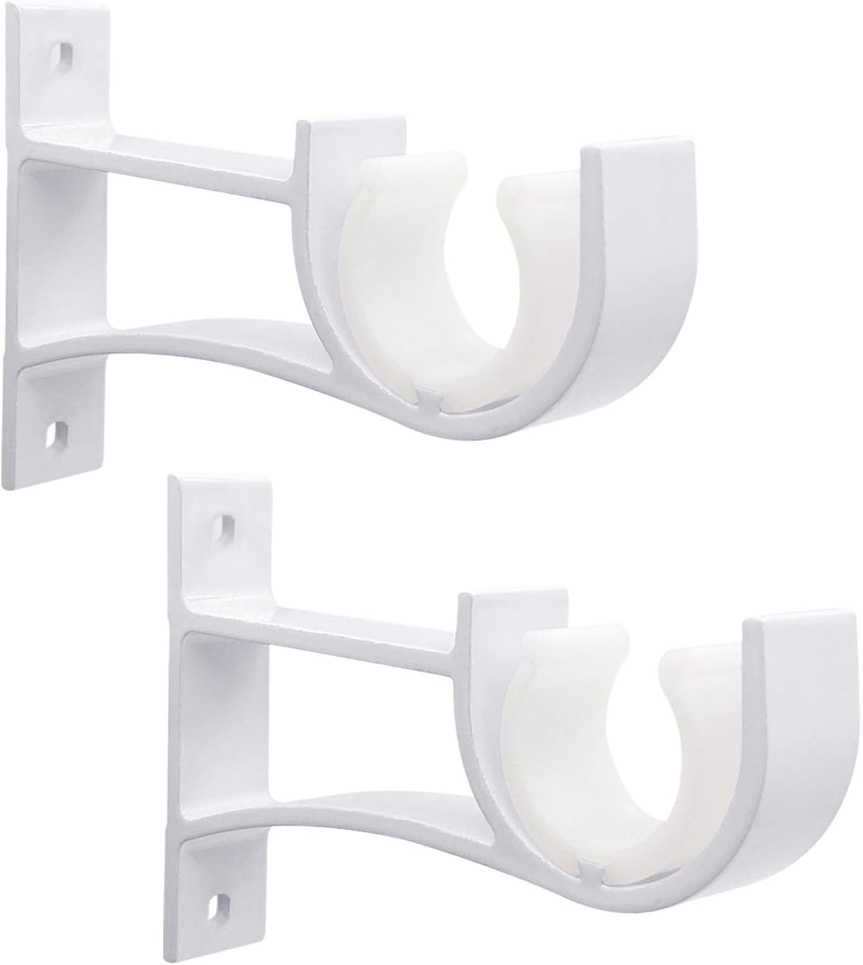 Sturdy White Curtain Rod Holders 1 Rod - Set of 2