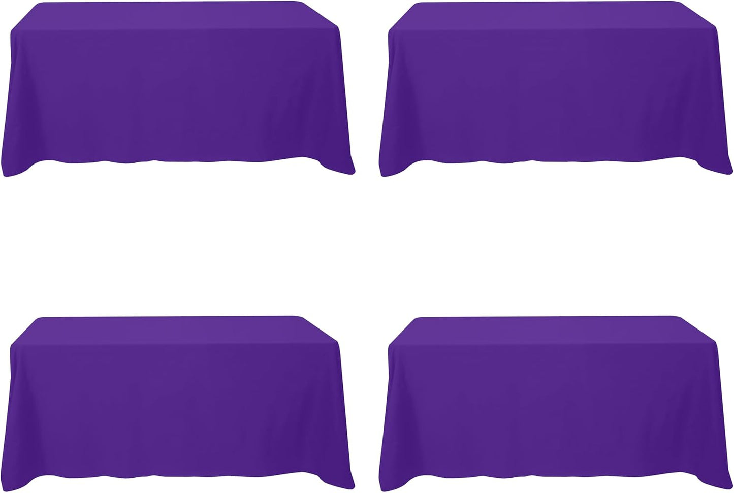 Premium Purple Tablecloths for 6 Foot Rectangle Tables - 4 Pack