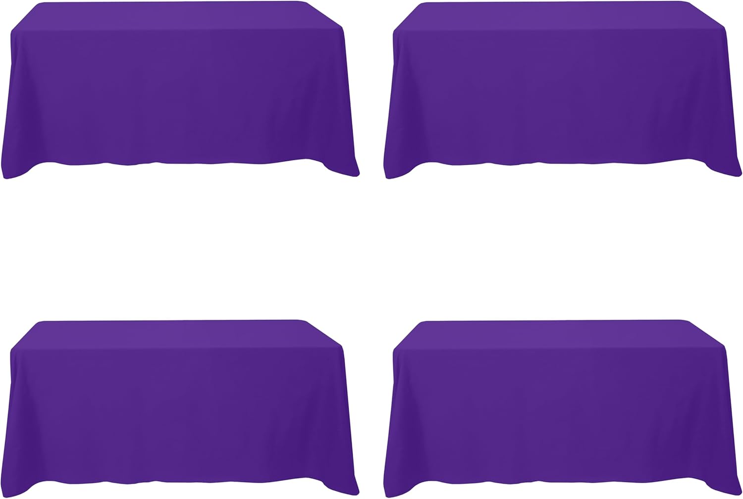 Premium Purple Tablecloths for 6 Foot Rectangle Tables - 4 Pack