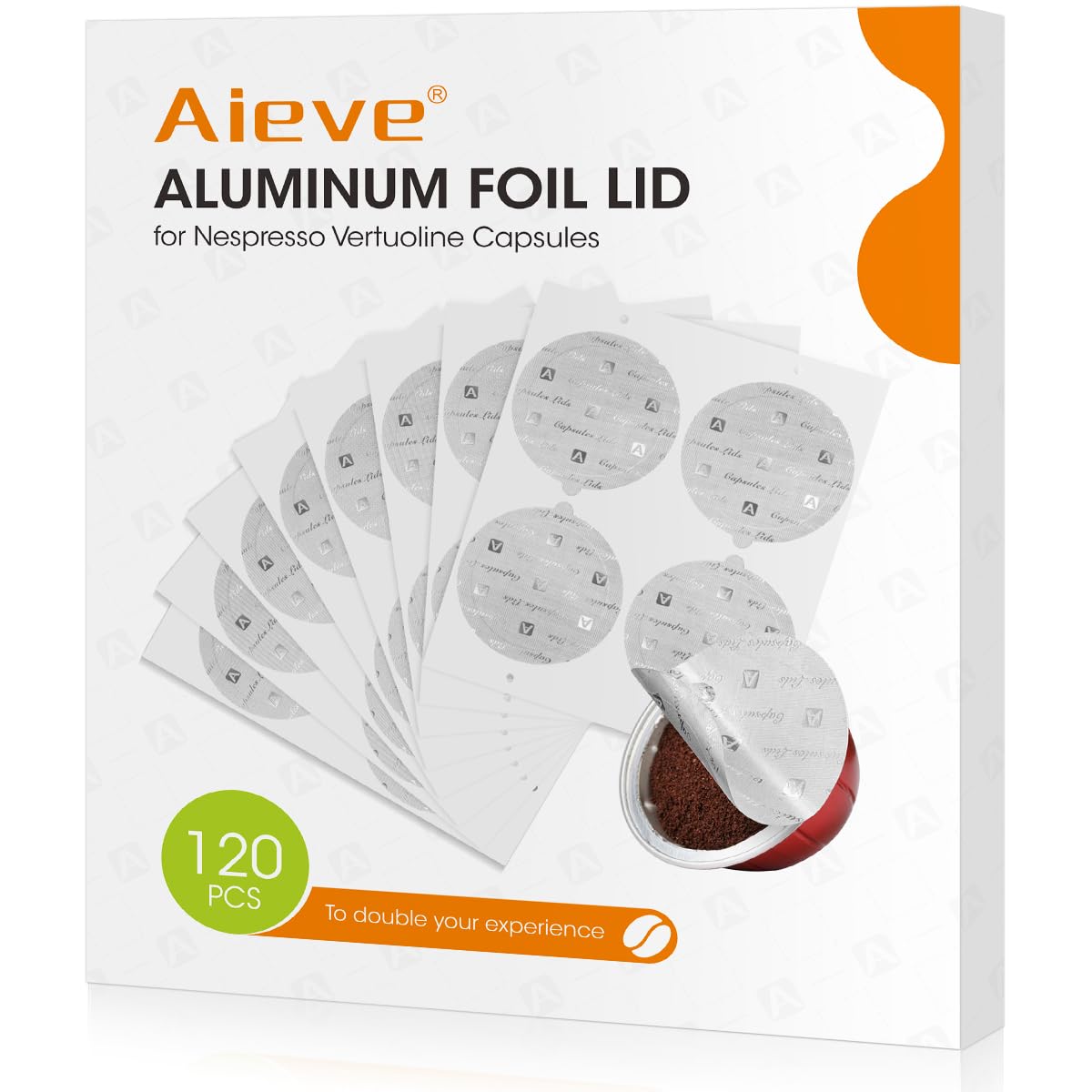Aieve 120Pcs Aluminum Foil Seals - Nespresso Vertuo Refillable Pod Caps