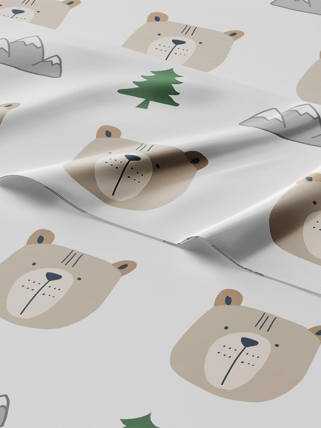 Kids Full Size Bear Bed Sheets - Cozy 4 Piece Nature Set