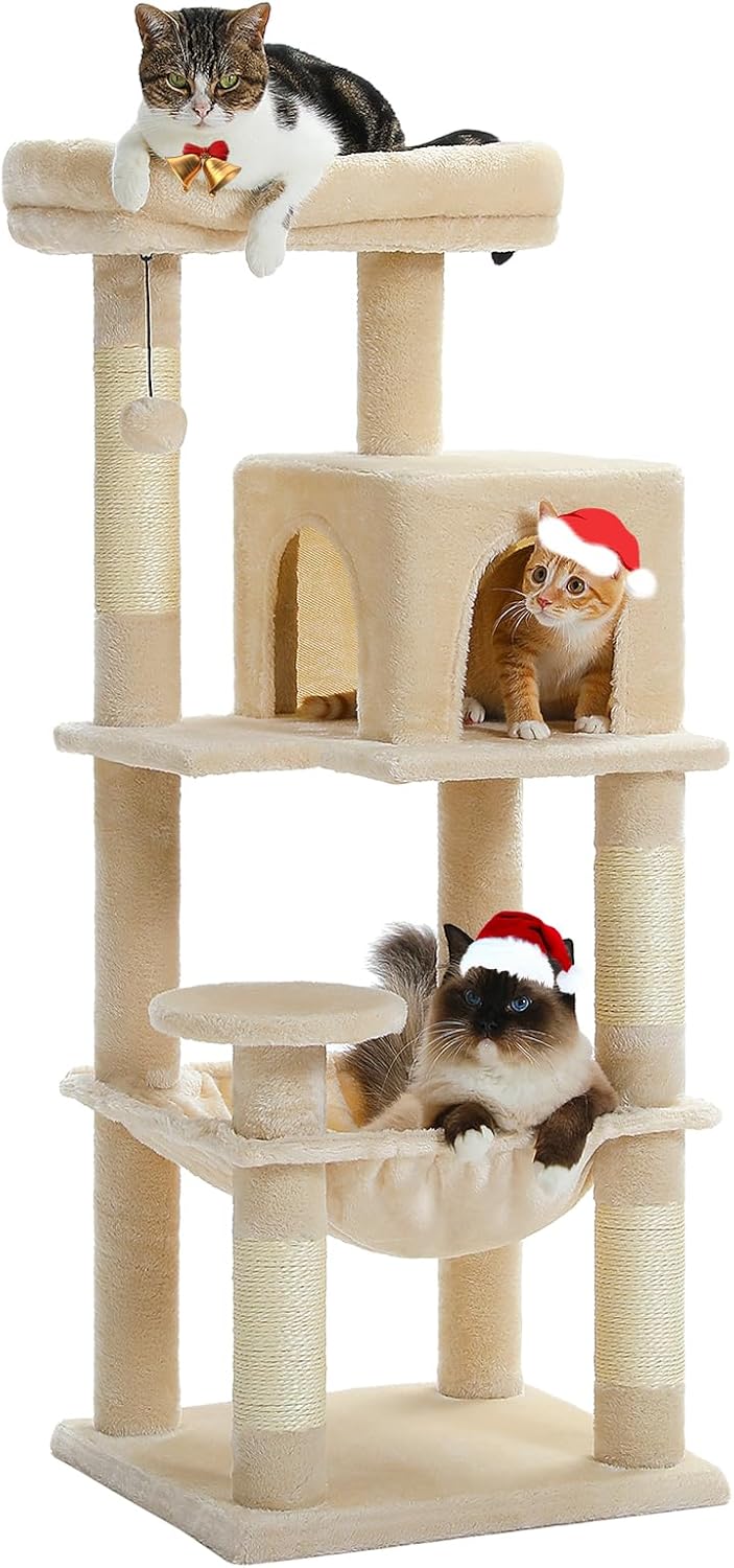 PETEPELA 45.7 Cat Tree for Indoor Cats with Large Hammock