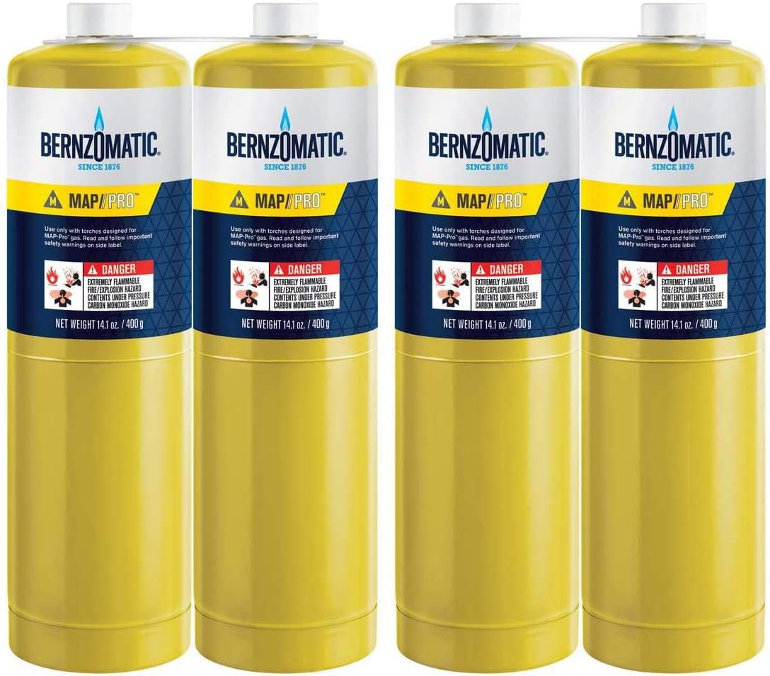 MAP-Pro Gas Torch Style Cylinder - 4 Pack for Versatile Use