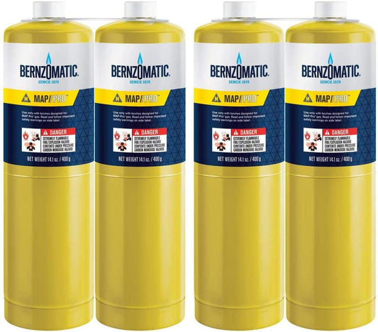 MAP-Pro Gas Torch Style Cylinder - 4 Pack for Versatile Use