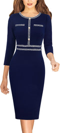 Womens Business Crew Neck Pencil Sheath Dress - Office Ready