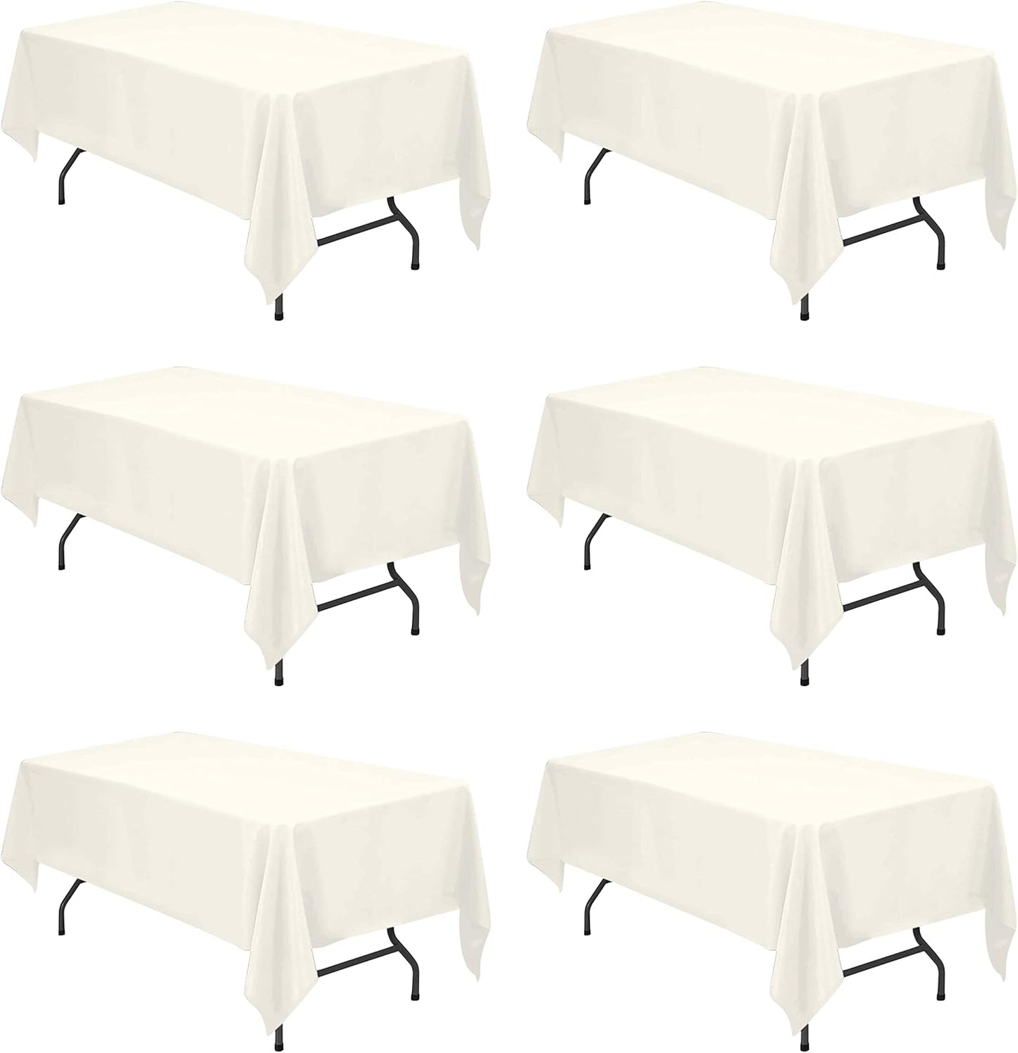 Premium Ivory Tablecloths for 6 Foot Rectangle Tables - 6 Pack