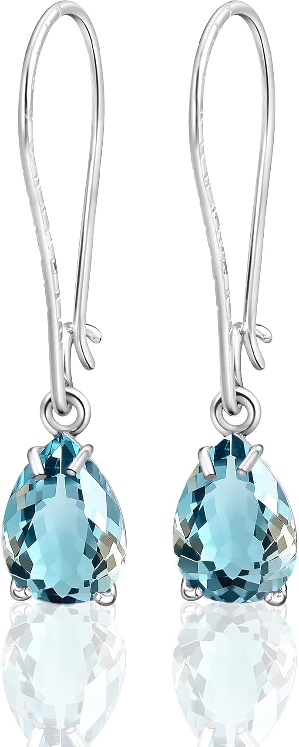 925 Sterling Silver Gemstone Earrings with London Blue Topaz