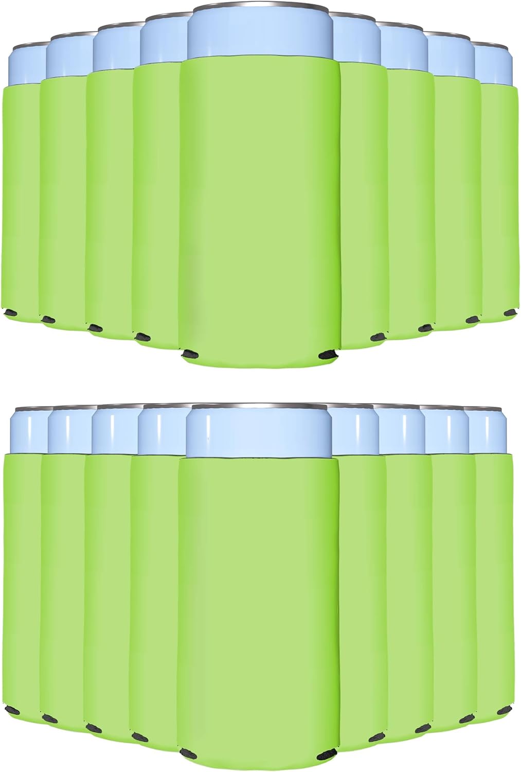 PartyPrints 200 Pack Neon Green Blank Slim Can Cooler Sleeves
