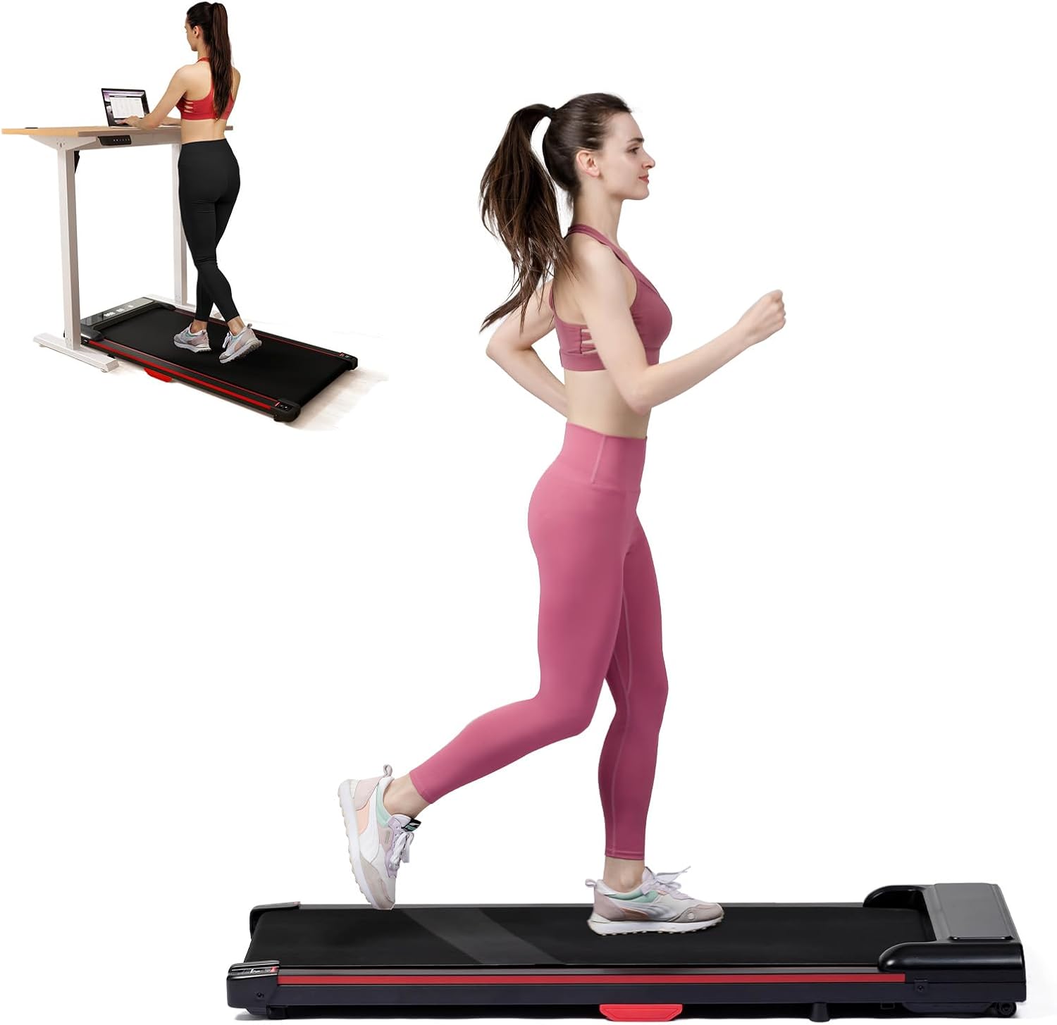 GTRACING Portable Under Desk Treadmill - Remote Control, 300 lbs Capacity