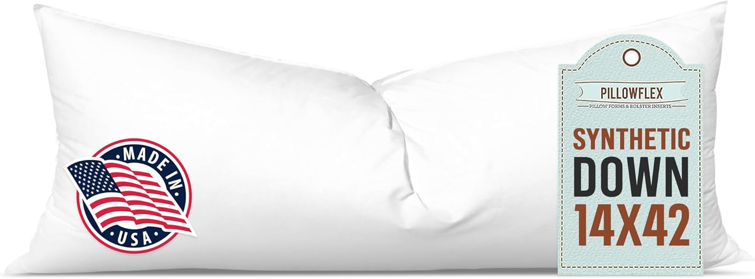 Pillowflex Synthetic Down Pillow Insert - Ultra Soft 14x42 Size