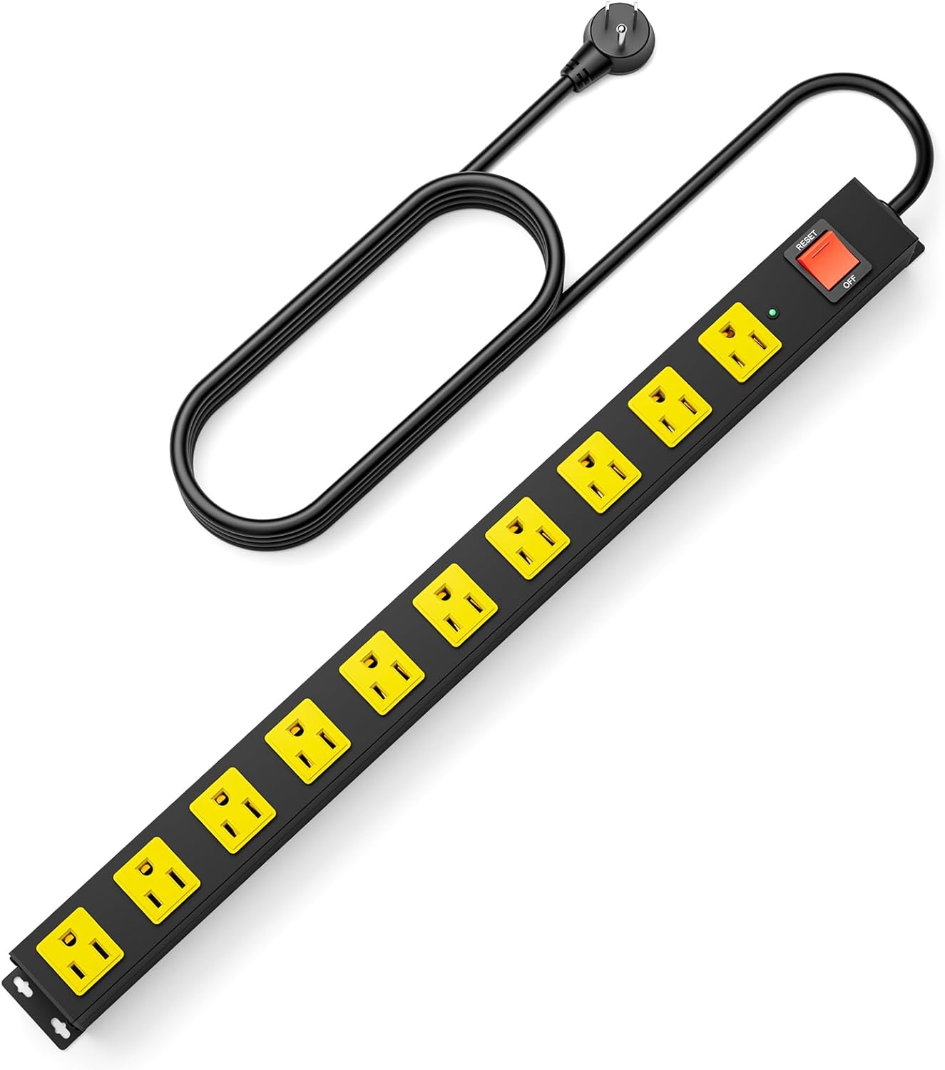 10 Outlet Metal Power Strip with 2100J Surge Protection for Home