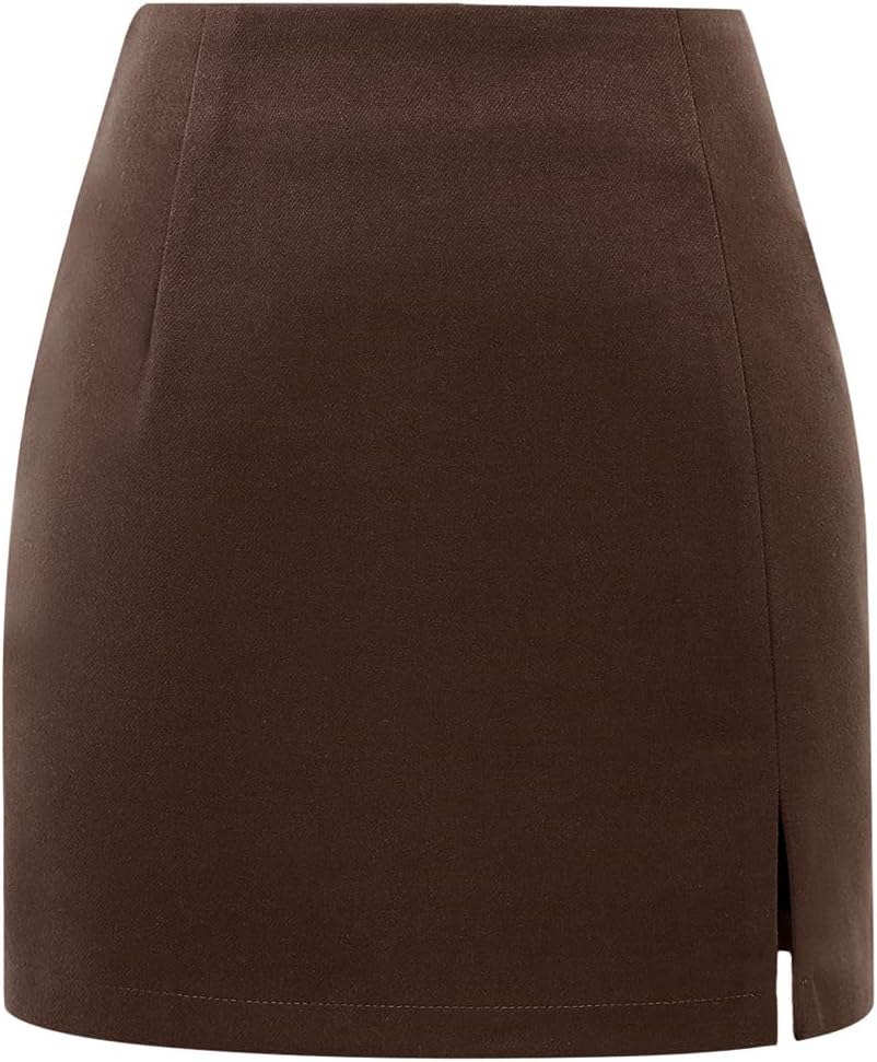 Plaid Mini Skirts for Womens High Waisted with Slit Design