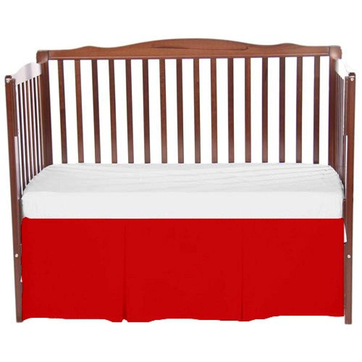 BKB Solid Tailored Crib Skirt in Red for Stylish Nursery Decor