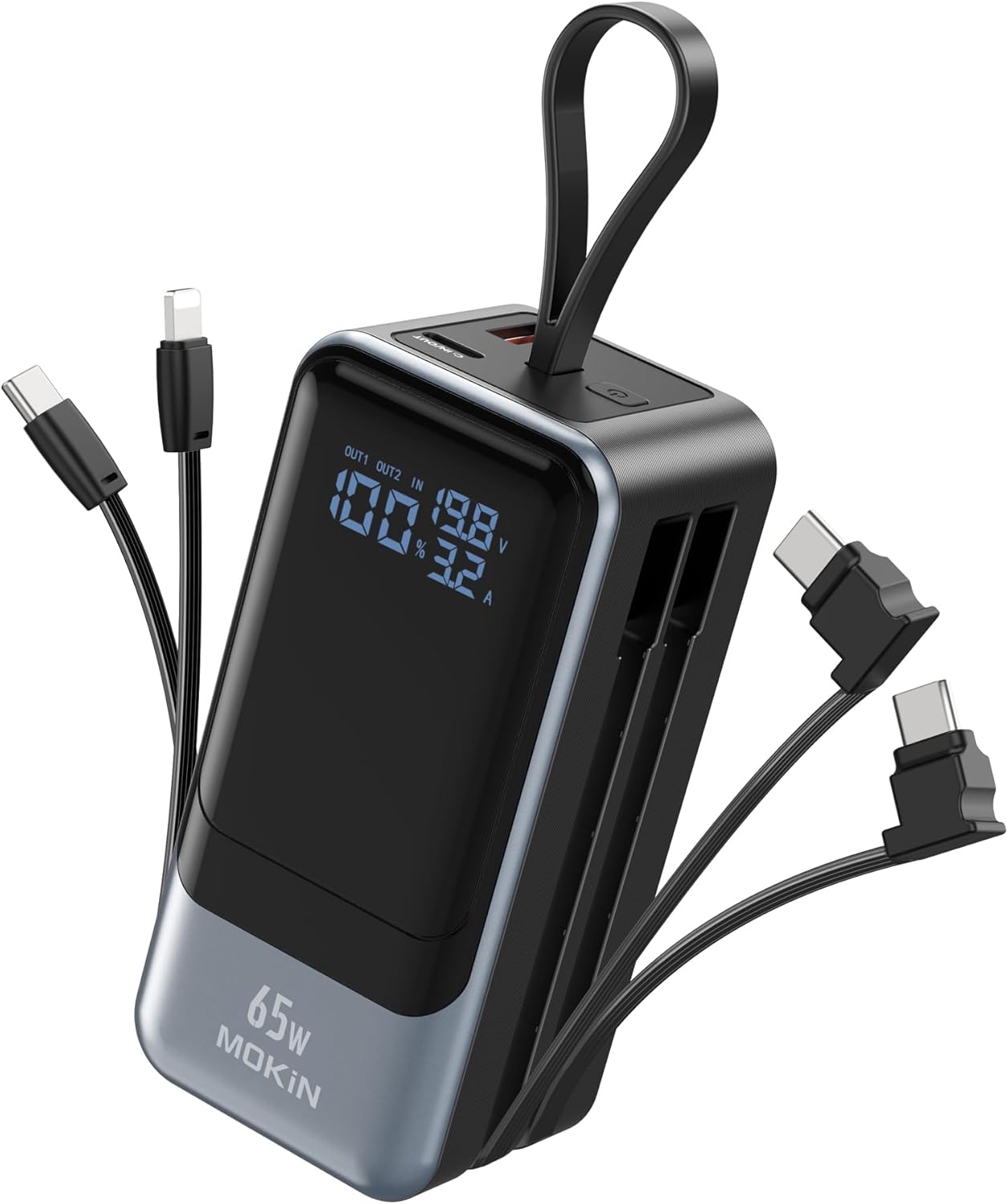 65W Portable Laptop Charger, 4-Output Power Bank - Travel Essential