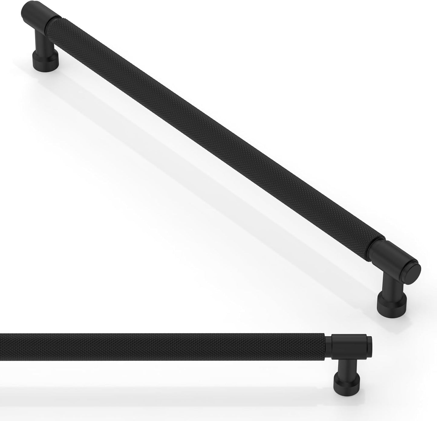 Asimerdeco 10 Pack Matte Black Knurled Cabinet Pulls