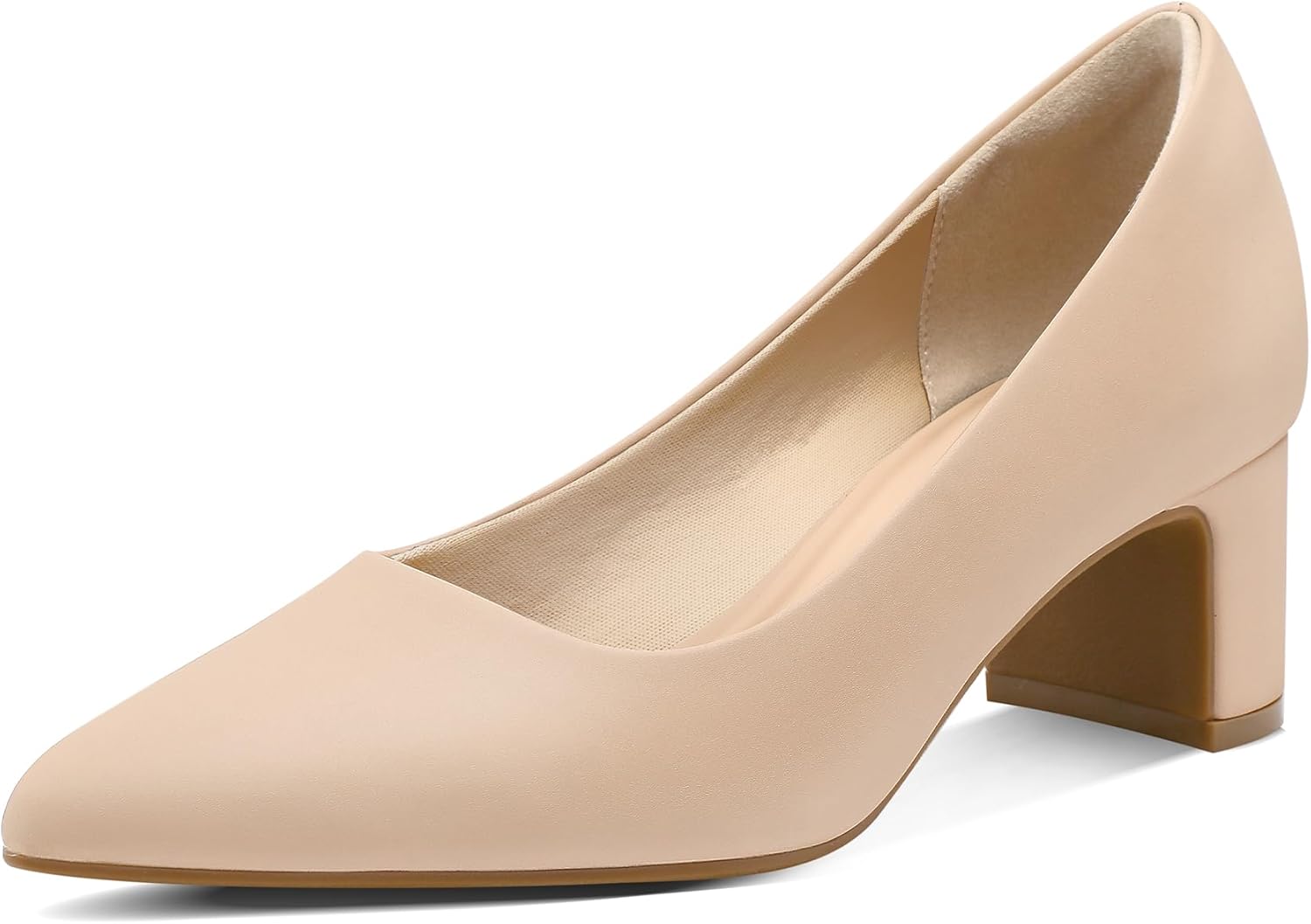 mysoft Women's Pointed Toe Pumps with 2 Inch Chunky Block Heels