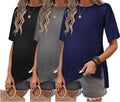 Ekouaer Maternity Shirts 3-Pack Oversized Short Sleeve Tops Tees