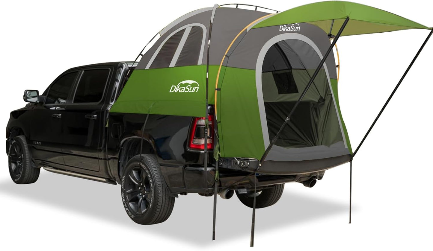 DikaSun Double Layer Truck Bed Tent - Waterproof, Tear-Resistant, 2 Person Camping with Awning