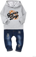 Baby Boy Hoodie and Ripped Jeans Outfit - Cozy Fall/Winter Set