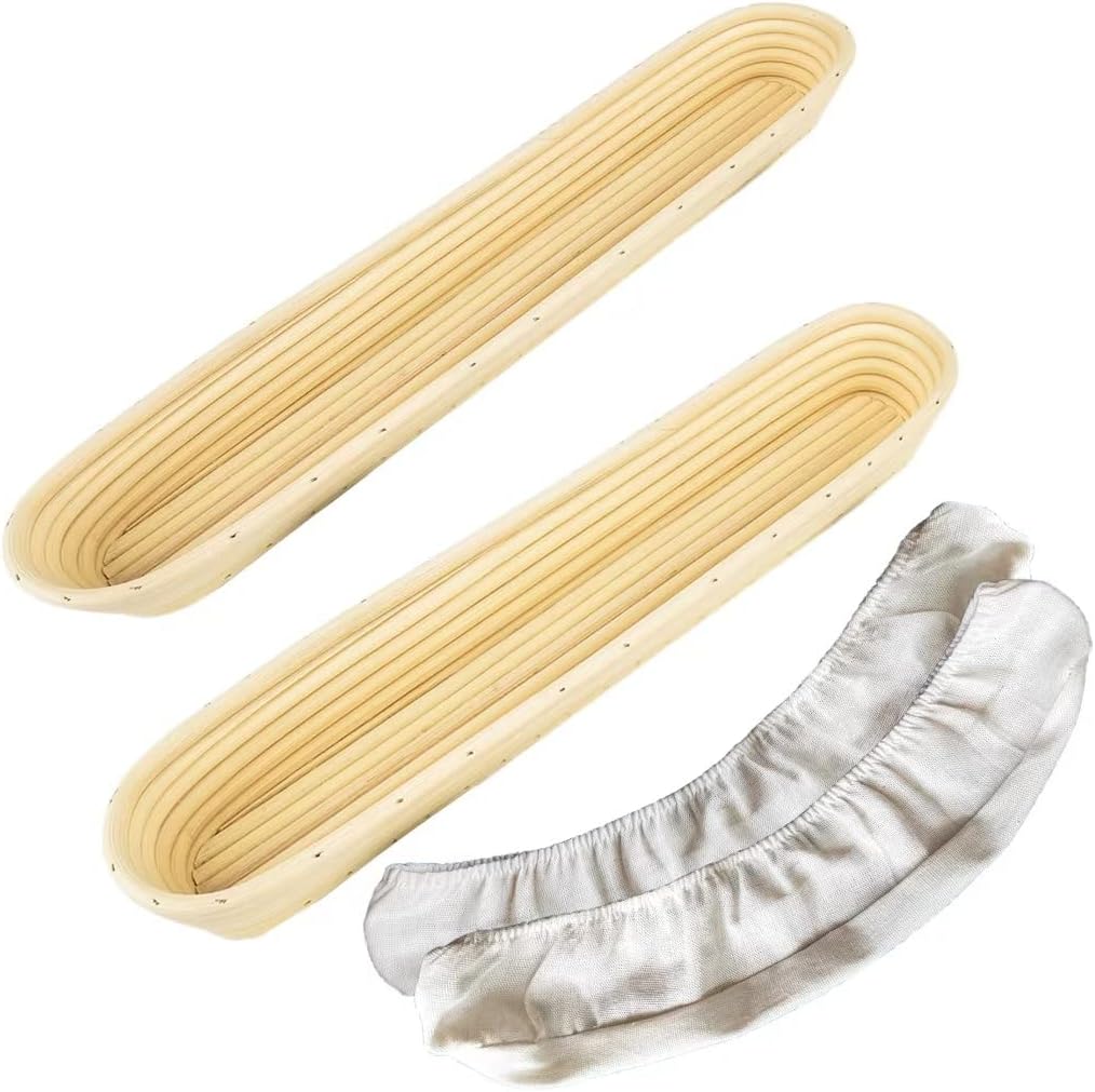15 Inch Proofing Baskets for Baguette Baking - 2 Pack Set