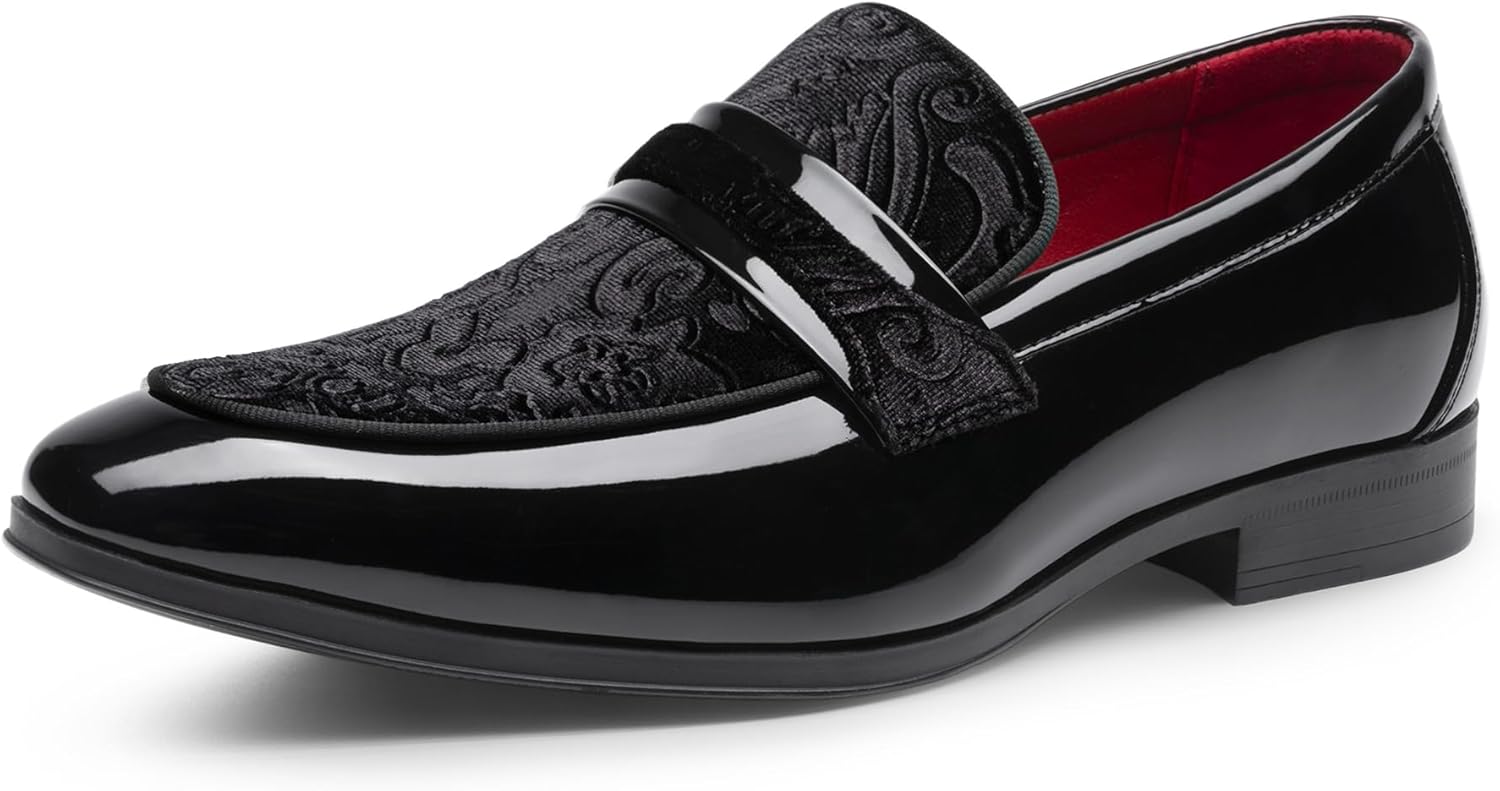 Bruno Marc Men's Tuxedo Patent Loafers for Elegant Occasions