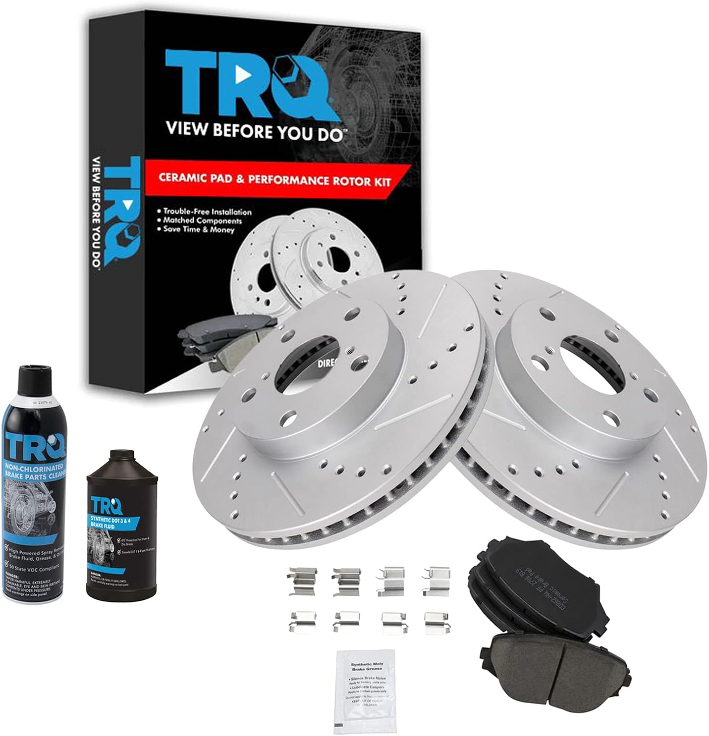 TRQ Front Performance Brake Pad & Rotor Kit for Toyota RAV4