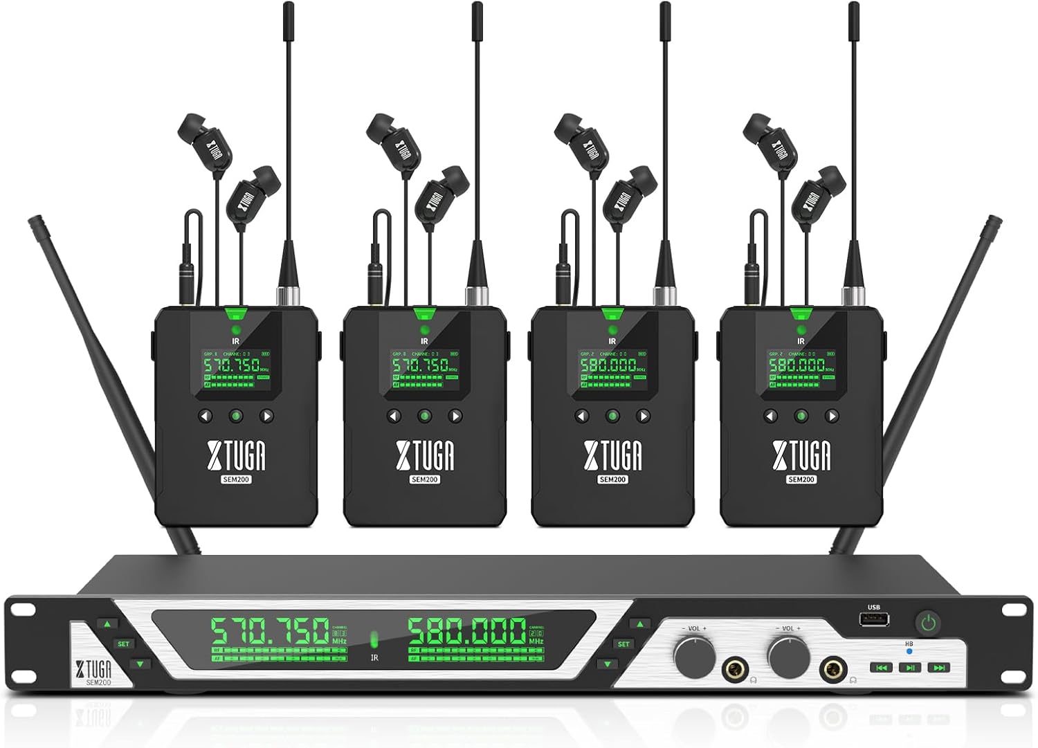 XTUGA SEM200 Wireless In Ear Monitor System for Musicians