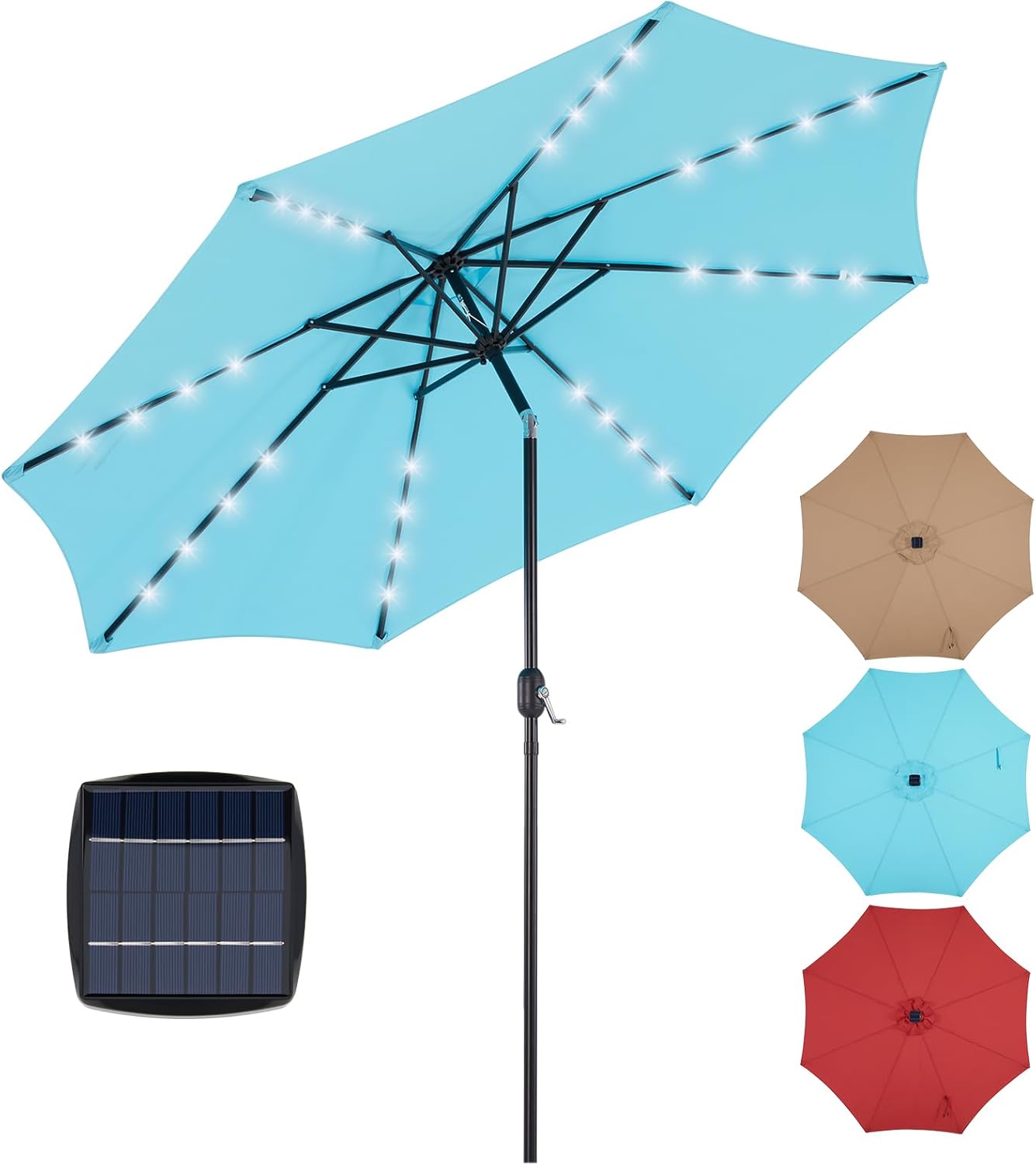 10FT Solar Patio Umbrella with Lights for Outdoor Relaxation