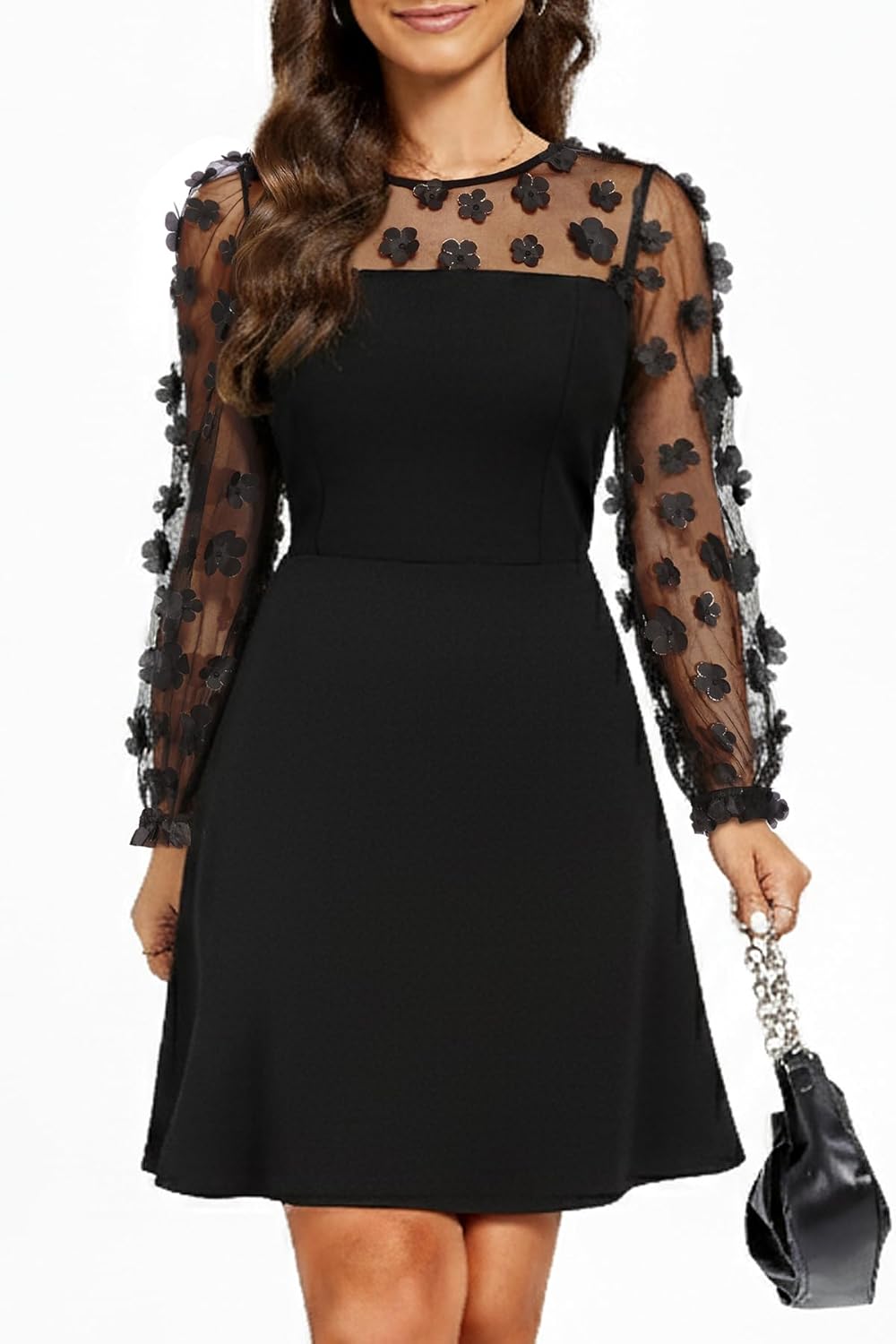 Elegant A-Line Cocktail Dress with Lace Sleeves for Weddings