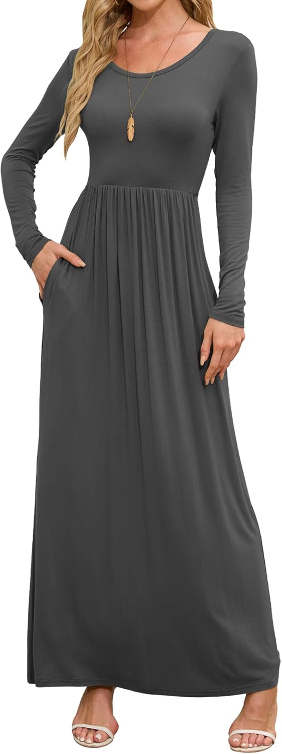 DEARCASE Women's Maxi Dress with Pockets for Casual Wear