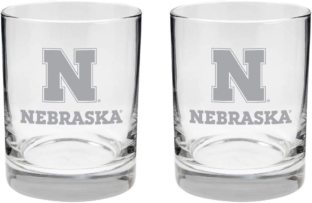 Nebraska Cornhuskers 2-Sided Satin Finish Whiskey Glass Set