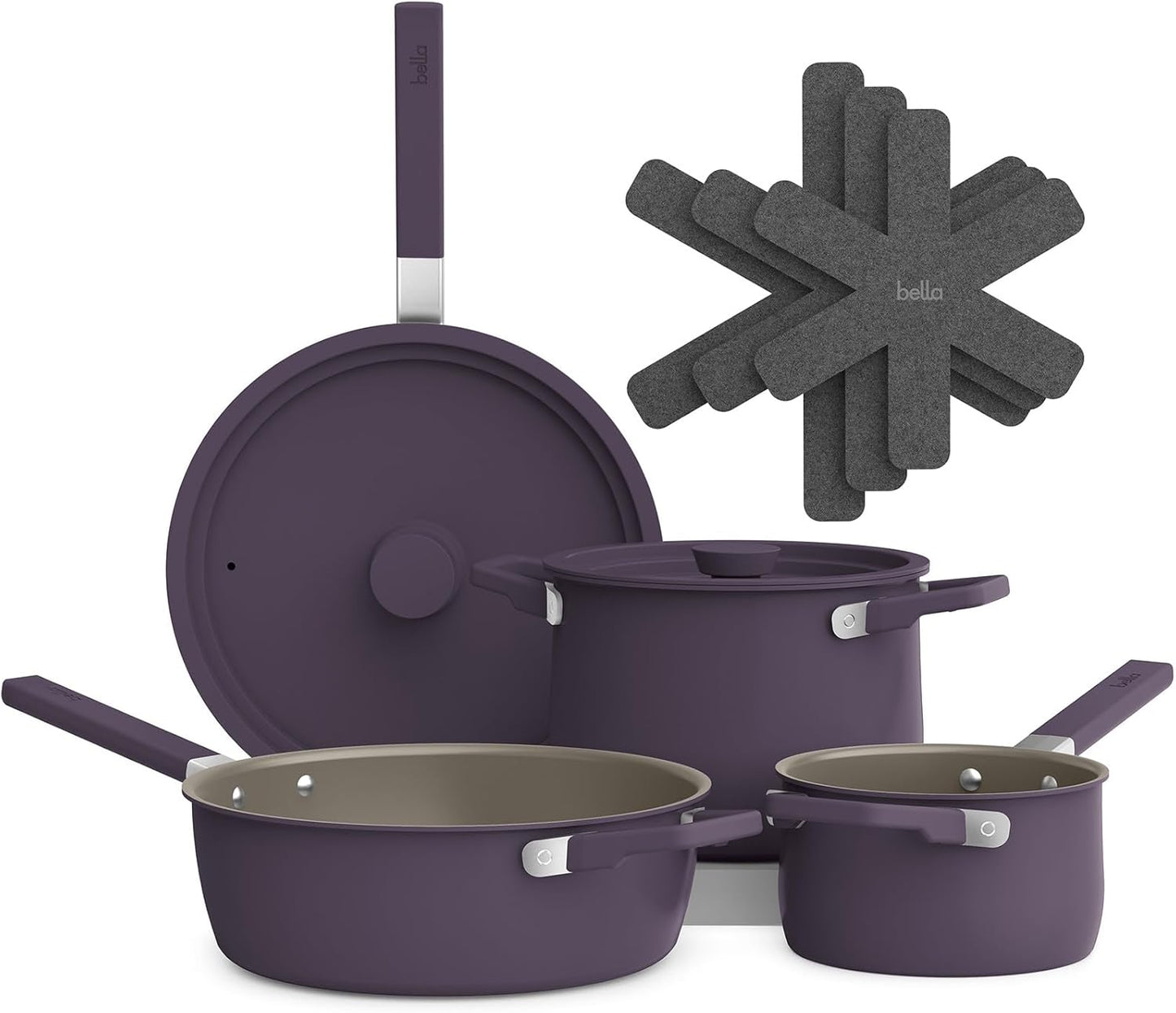 Bella 9 Piece Ceramic Nonstick Cookware Set for Every Kitchen