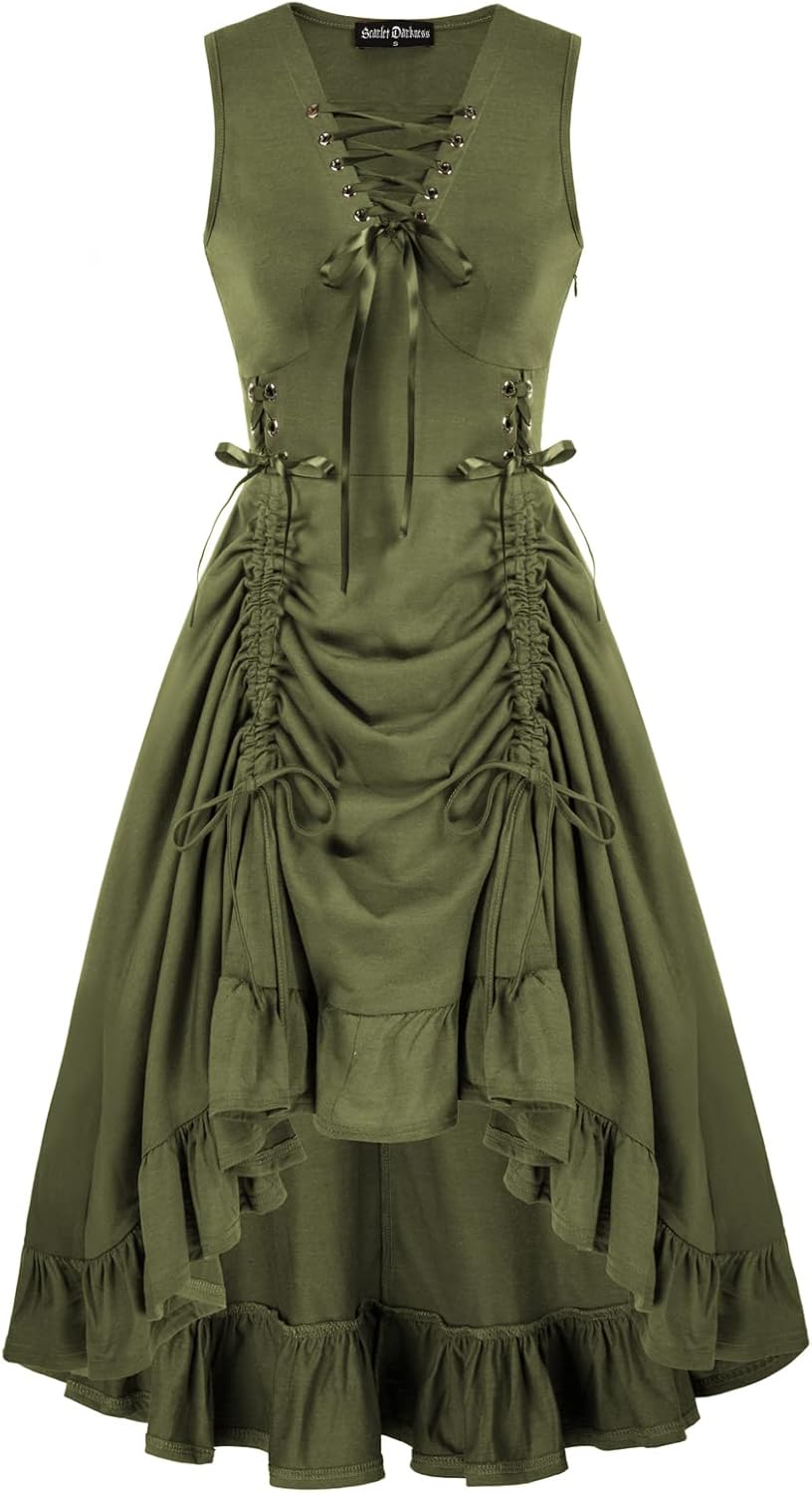 Scarlet Darkness Renaissance Steampunk Dress for Unique Style