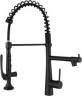 Matte Black Kitchen Faucet with Sprayer - Commercial Pull Down