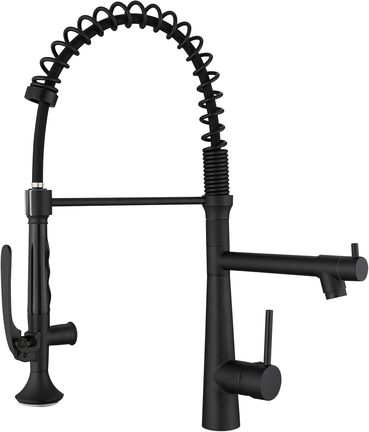 Matte Black Kitchen Faucet with Pull Down Sprayer for Easy Use