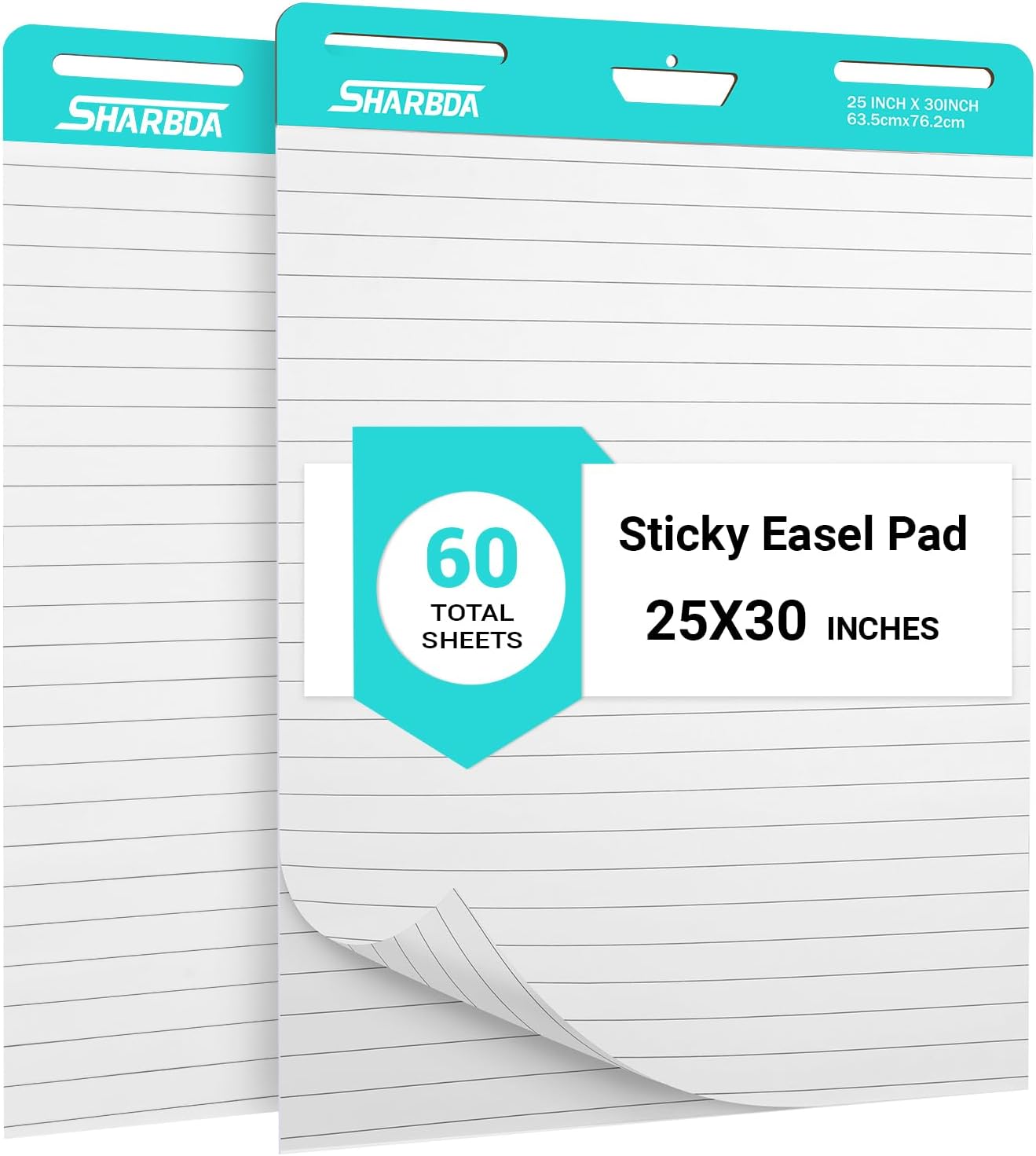 Lined Sticky Easel Pad for Teachers - 25 in x 30 in, 2 Pads