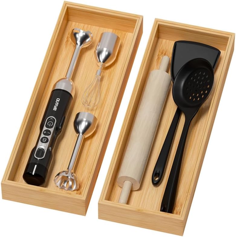 Bamboo Drawer Organizer for Kitchen & Bath - Stackable Trays