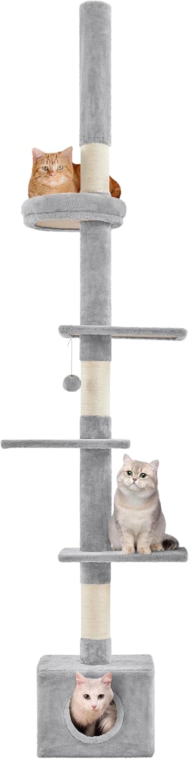 Yaheetech Cat Tree Floor to Ceiling Adjustable for Large Cats