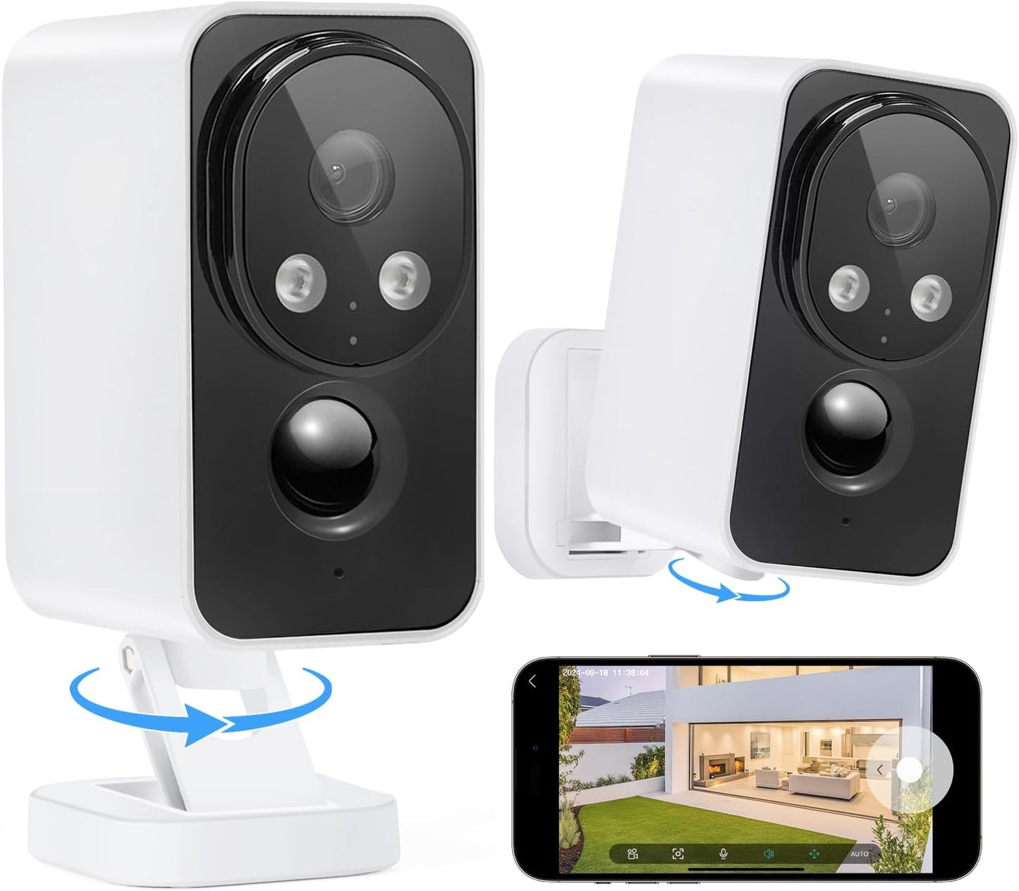 2K Wireless Security Cameras for Home with Color Night Vision