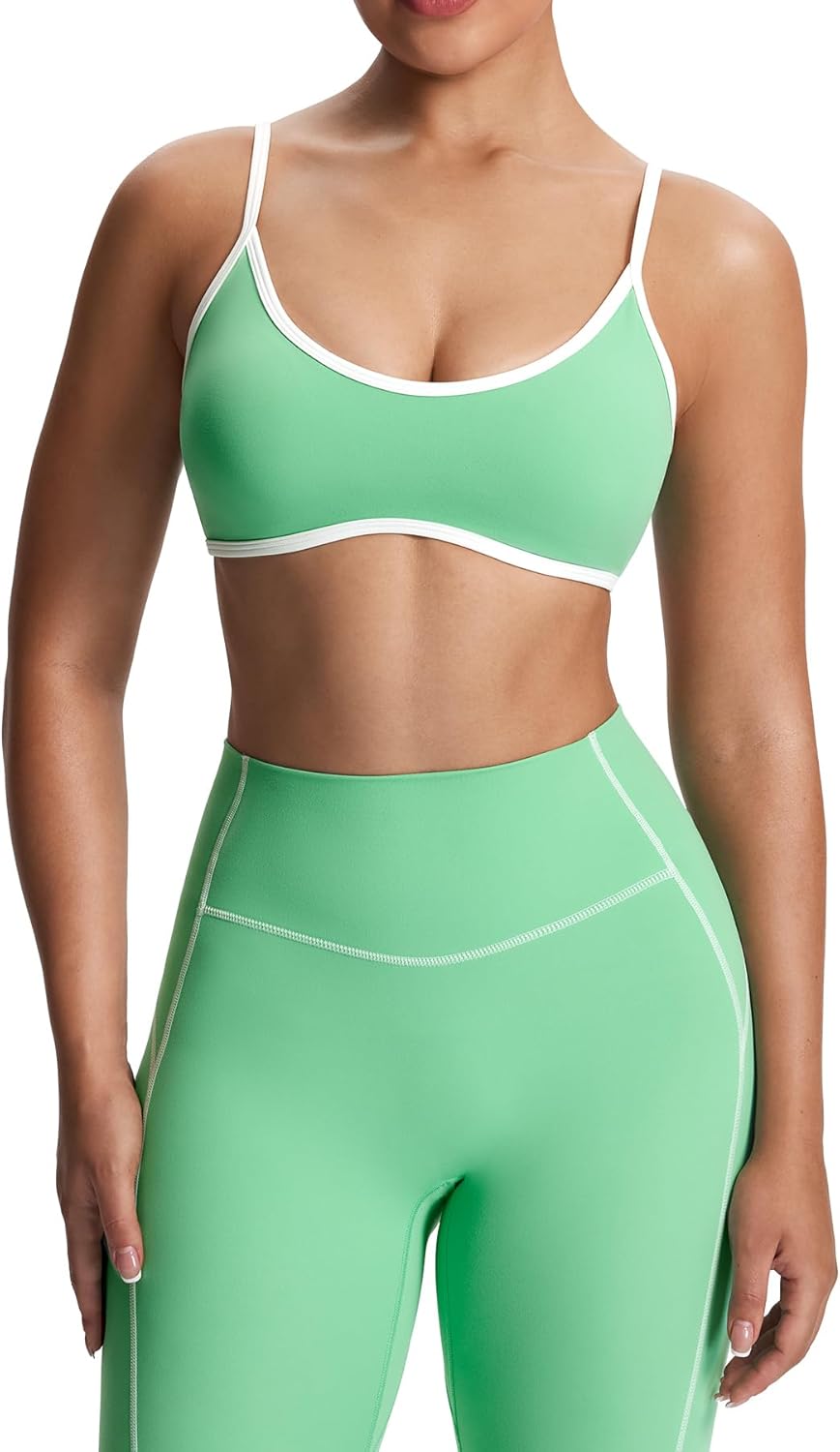 Aoxjox Women's Color Block Workout Sports Bra for Fitness